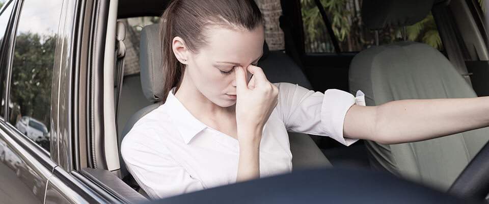 Stressed woman driver